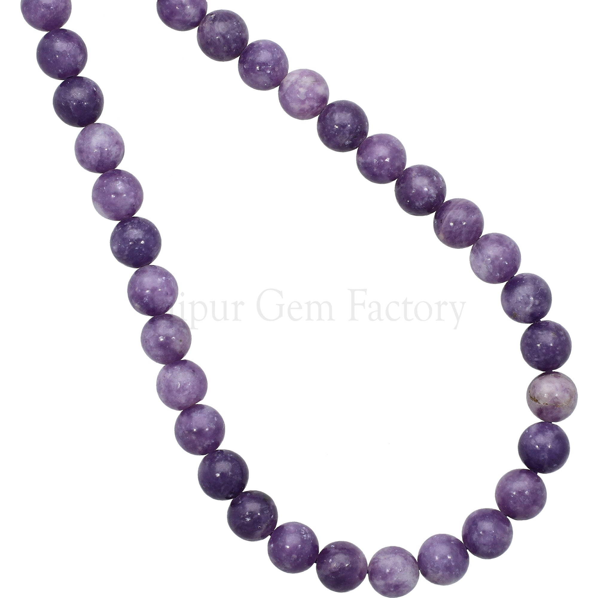 8 MM Natural Purple Lepidolite Smooth Round Beads 15 Inches Strand