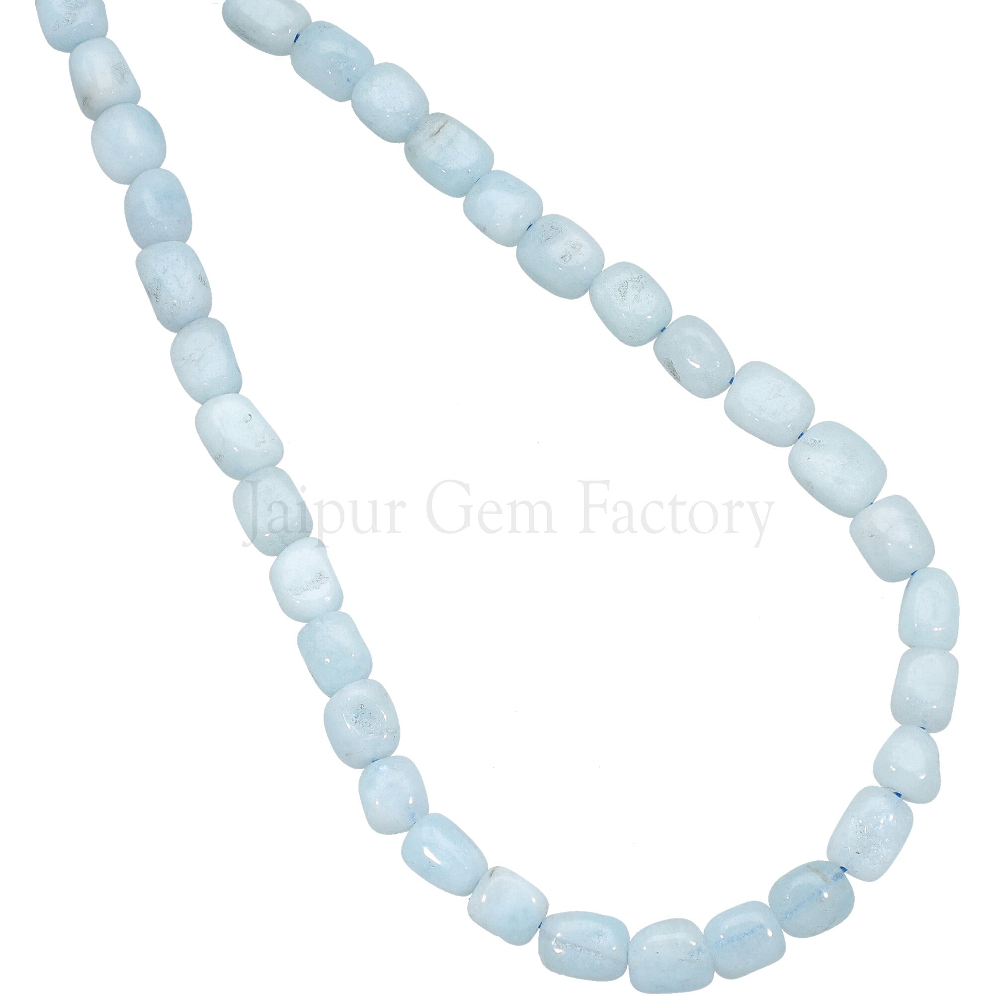 6X8 - 7X9 MM Milky Blue Aquamarine Smooth Nuggets Beads 15 Inches Strand