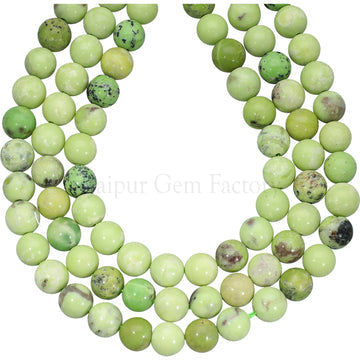 8 - 9 MM Green Jasper Smooth Round Beads 14 Inches Strand