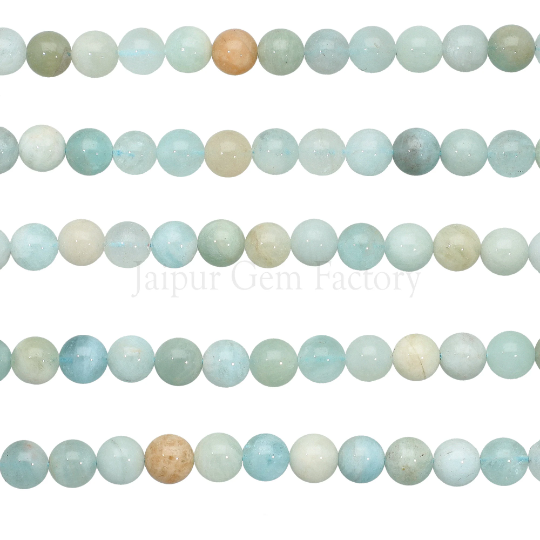 Aquamarine Smooth Round Beads 14 Inches Strand