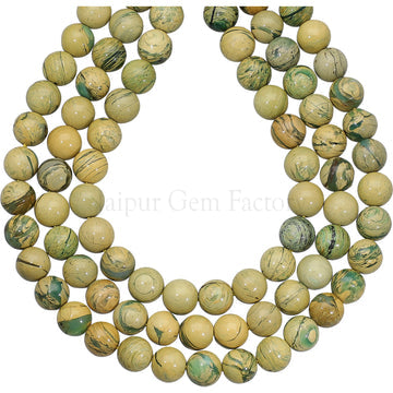 8 MM Green Jasper Smooth Round Beads 14 Inches Strand