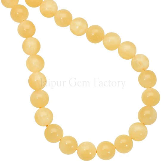 Calcite Yellow Jasper Smooth Round Beads 14 Inches Strand