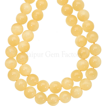 Calcite Yellow Jasper Smooth Round Beads 14 Inches Strand