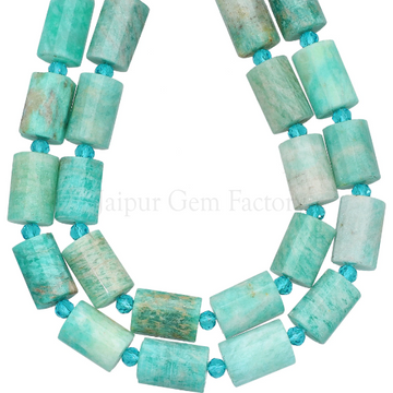 Amazonite Faceted Tube Beads 14 Inches Strand