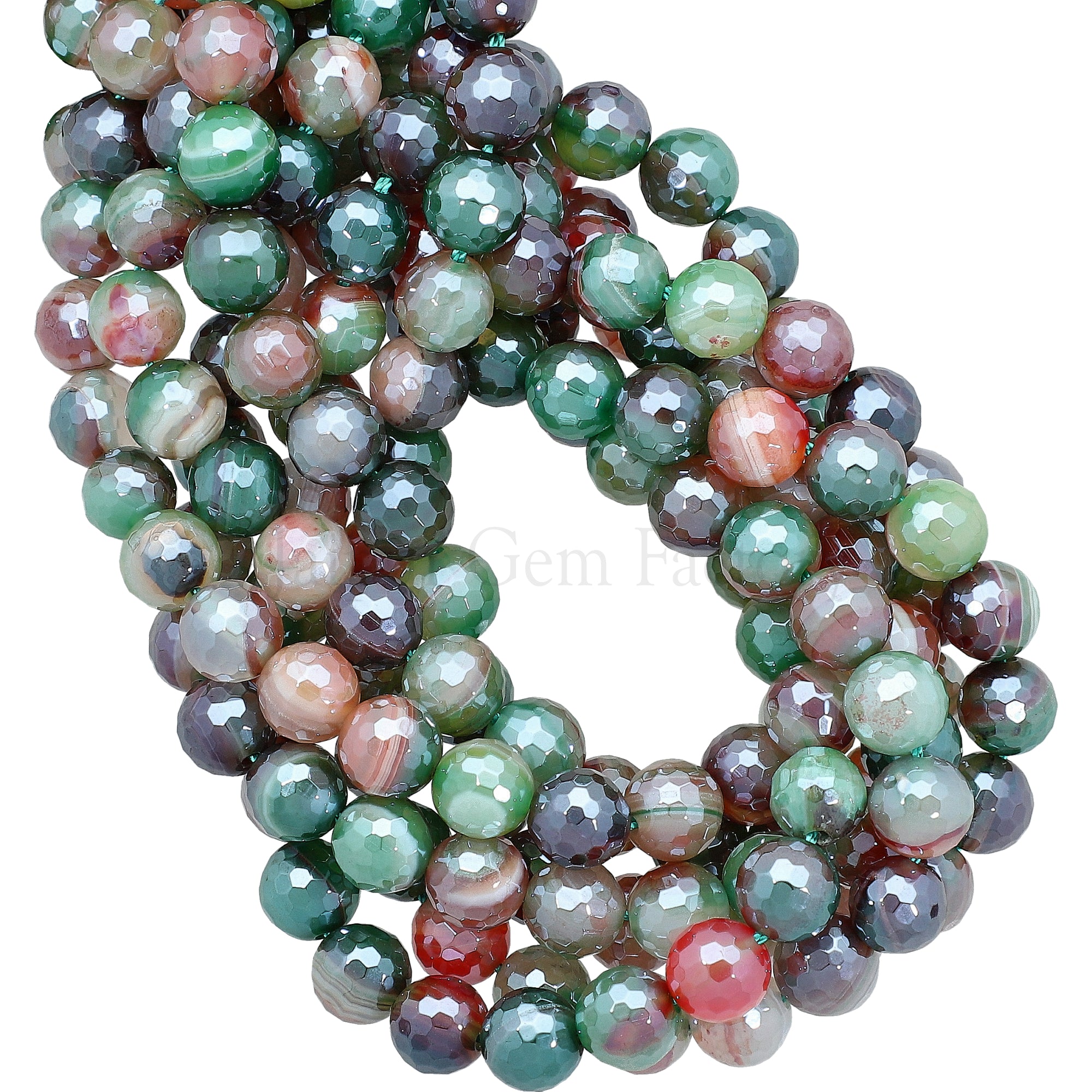 8 MM Mystic Coated Agate Faceted Round Beads 14 Inches Strand