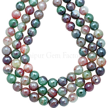 8 MM Mystic Coated Agate Faceted Round Beads 14 Inches Strand