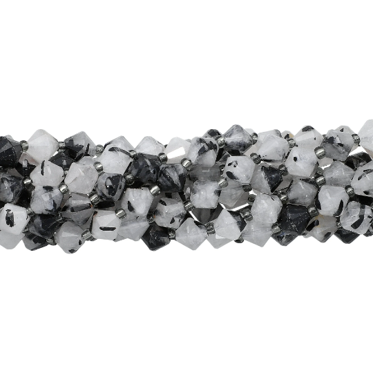 Tourmaline Quartz Faceted Cone Beads 14 Inches Strand