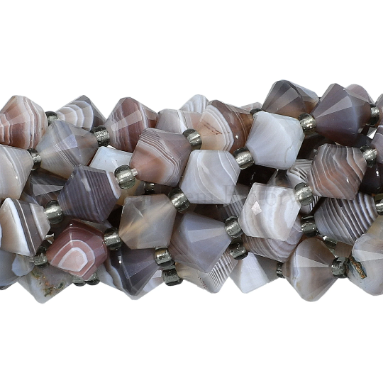 Zebra Agate Faceted Cone Beads 8x8mm 14 Inch Strand