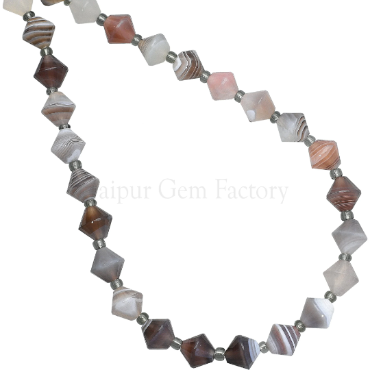 Zebra Agate Faceted Cone Beads 8x8mm 14 Inch Strand