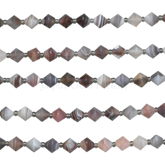 Zebra Agate Faceted Cone Beads 8x8mm 14 Inch Strand