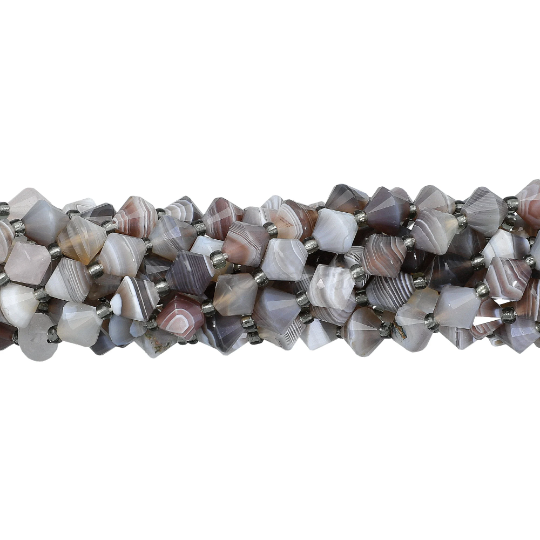 Zebra Agate Faceted Cone Beads 8x8mm 14 Inch Strand