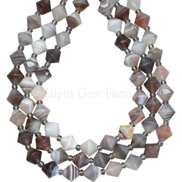 Zebra Agate Faceted Cone Beads 8x8mm 14 Inch Strand