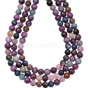 6 MM Natural Multi Sapphire Smooth Round Beads 15 Inches Strand