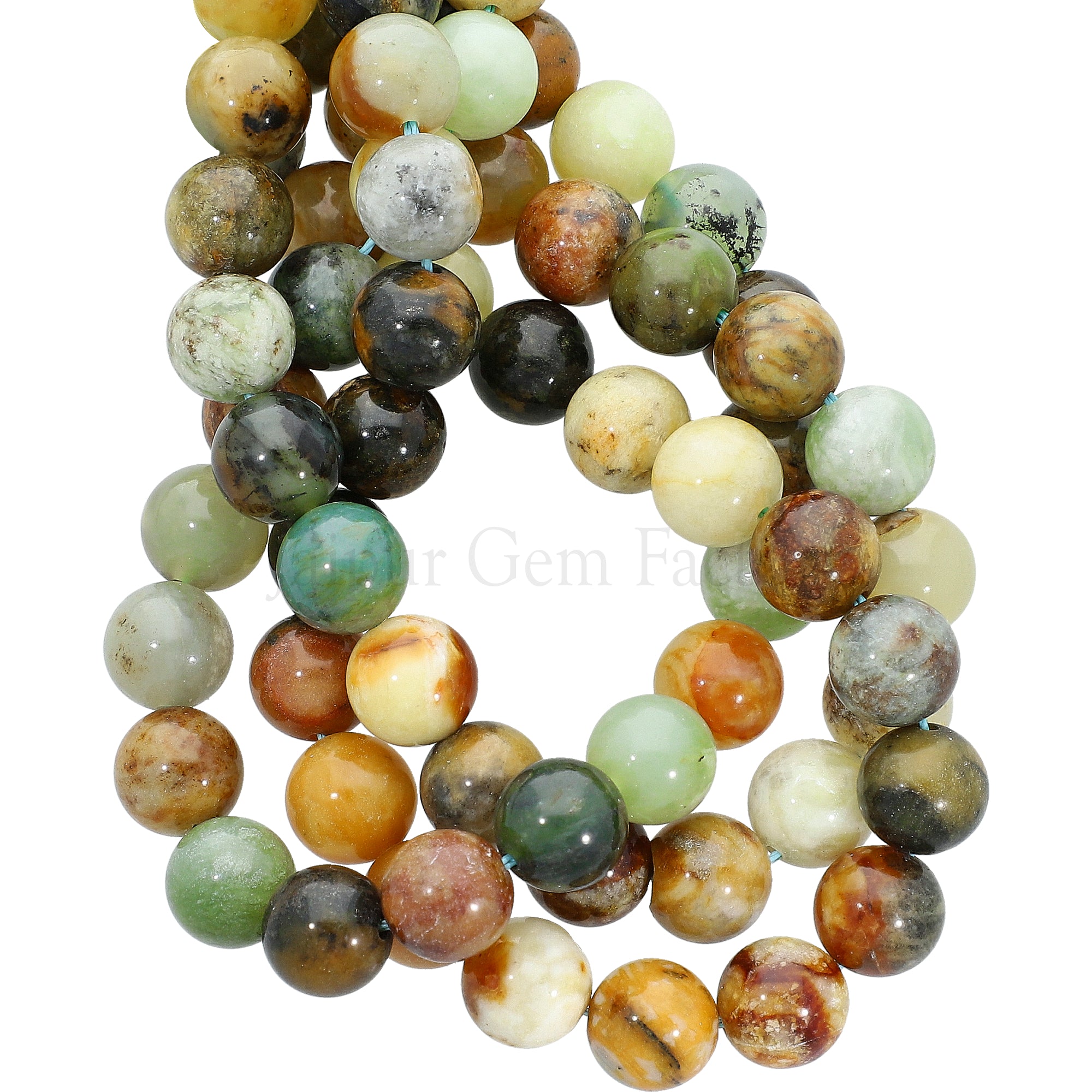 10 MM Flower Jade Smooth Round Beads 14 Inches Strand