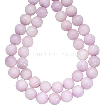 10 MM Kunzite Smooth Round Beads 14 Inches Strand