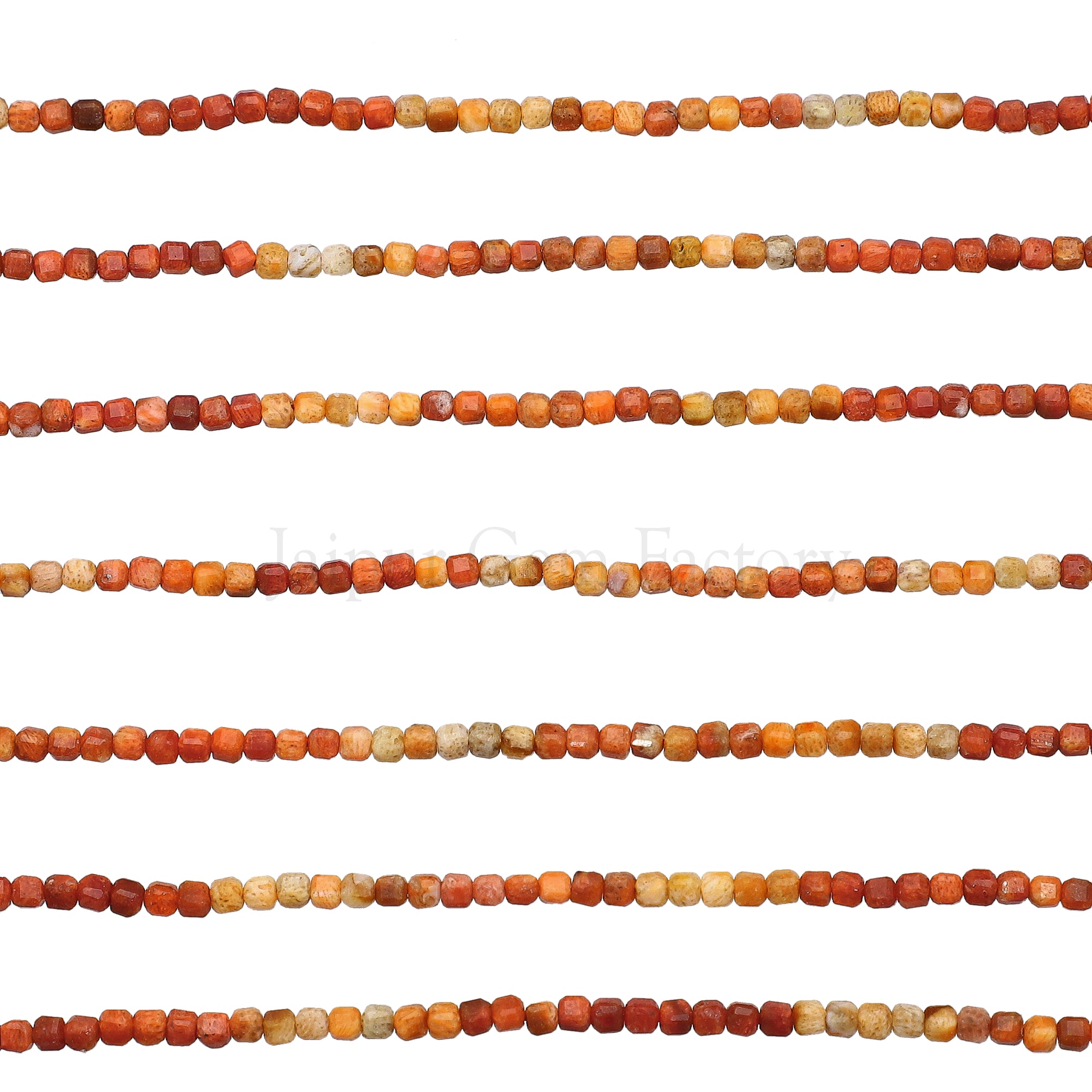2.5 MM Dyed Coral Faceted Box Beads 15 Inches Strand