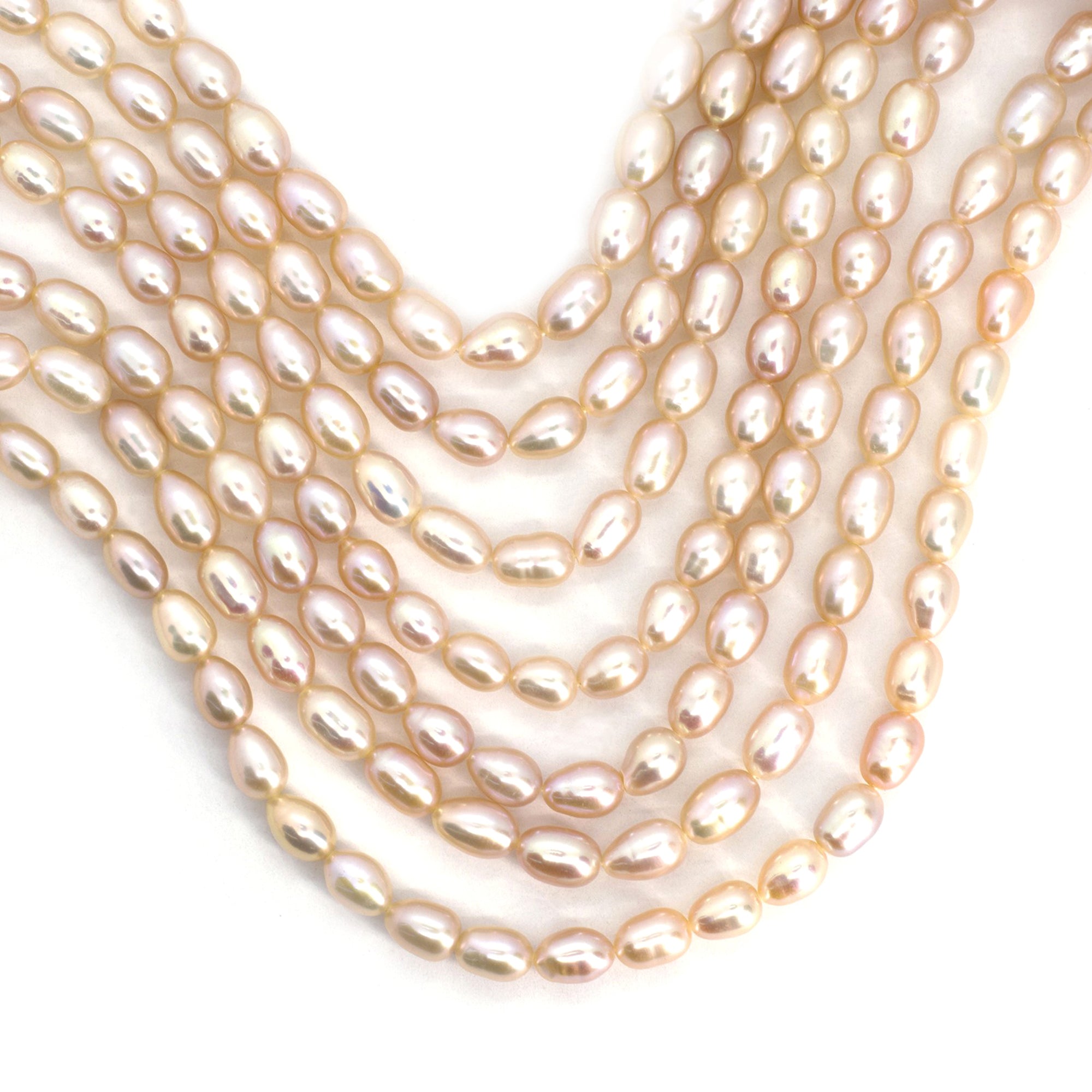 Pink Pearl Smooth Oval Shape Beads Strand