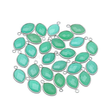 Chrysoprase Chalcedony Marquise Silver Bezel Silver Pendant