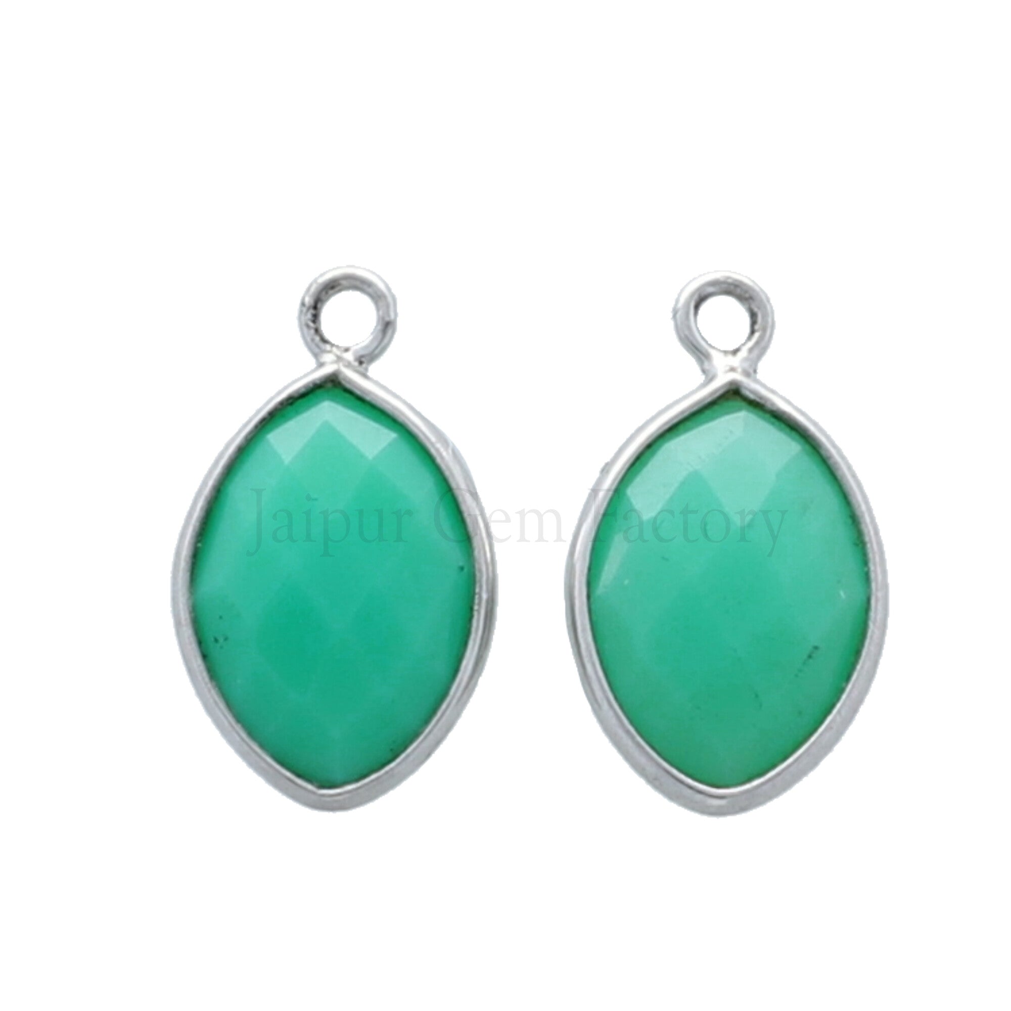 ChrysopraseChalcedonyMarquiseSterlingSilverRhodiumPlatedBezel