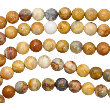 10 MM Crazy Lace Agate Smooth Round Beads 15 Inches Strand