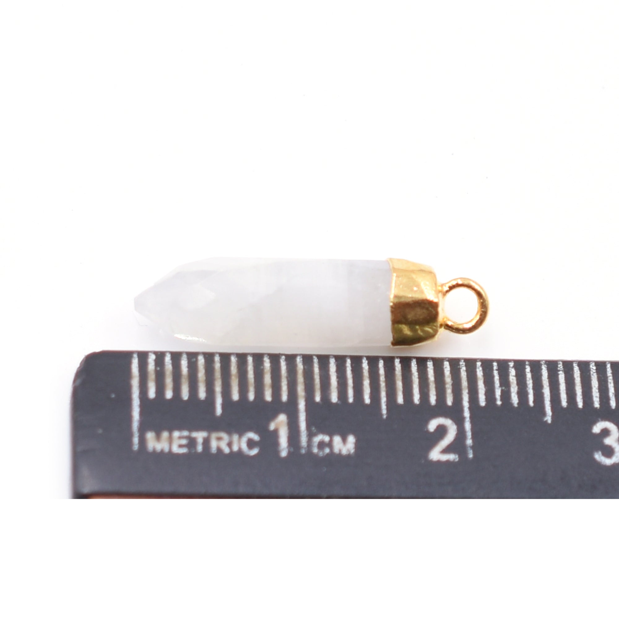 Rainbow Moonstone Bullet Shape 19 x 5 MM Gold Electroplated Pendant