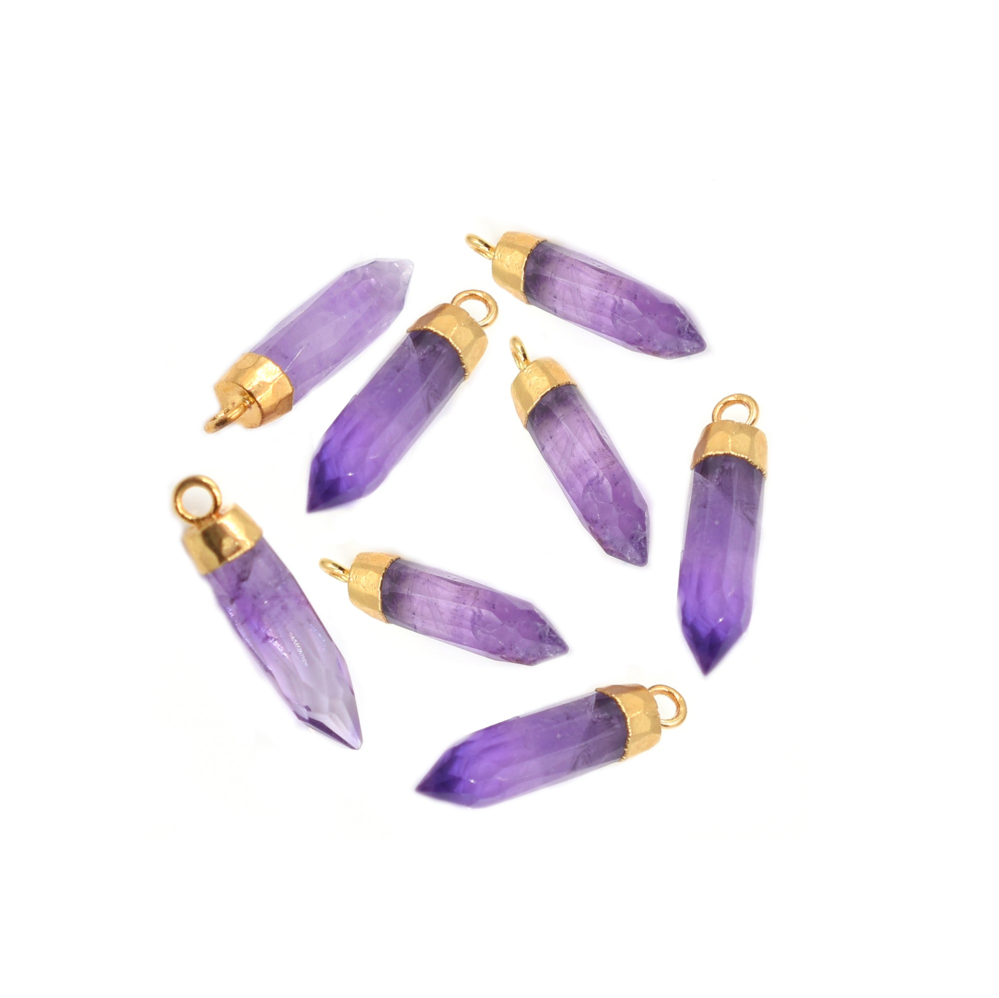 Amethyst Bullet Shape Gold Electroplated Pendant