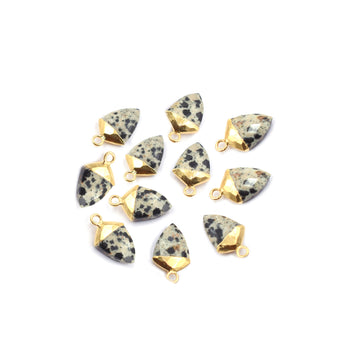 Gold electroplated Dalmatian Jasper Shield pendant