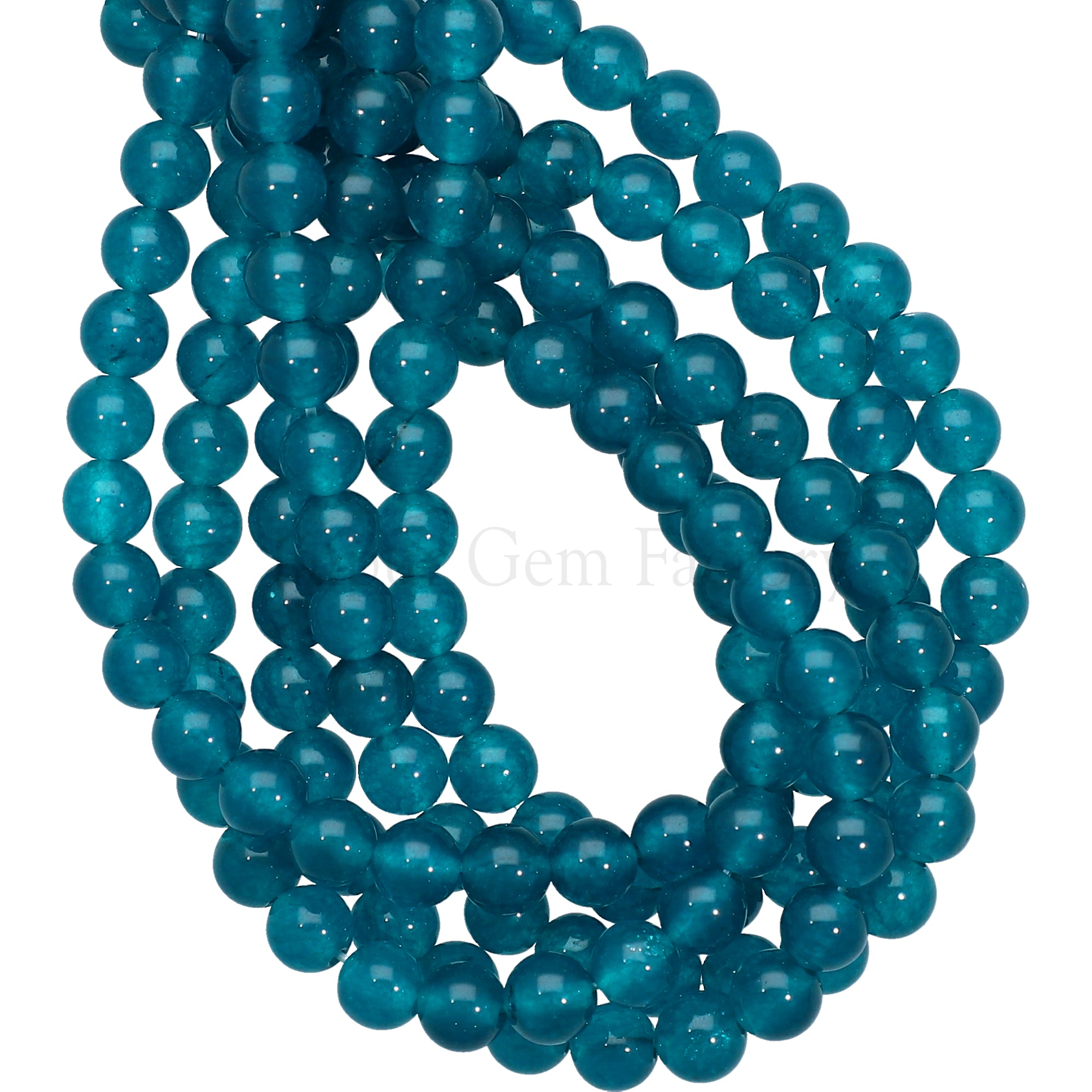 6 MM Dark Apatite Blue Jade Smooth Round Beads 15 Inches Strand