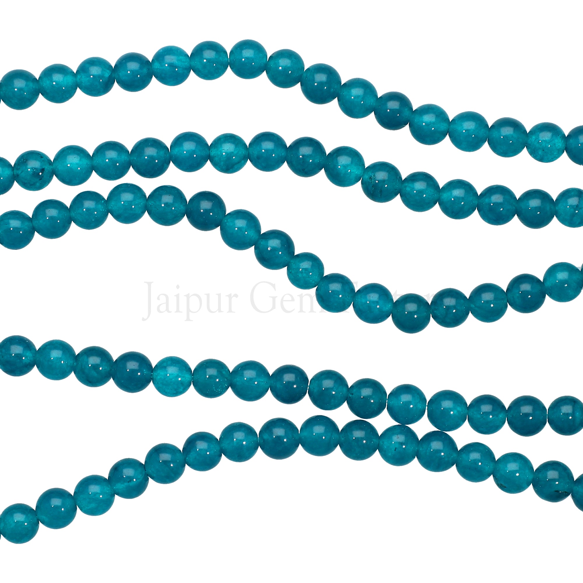 6 MM Dark Apatite Blue Jade Smooth Round Beads 15 Inches Strand