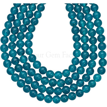 6 MM Dark Apatite Blue Jade Smooth Round Beads 15 Inches Strand