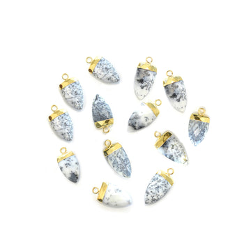 Arrow shaped Dendritic Opal pendant with gold finish