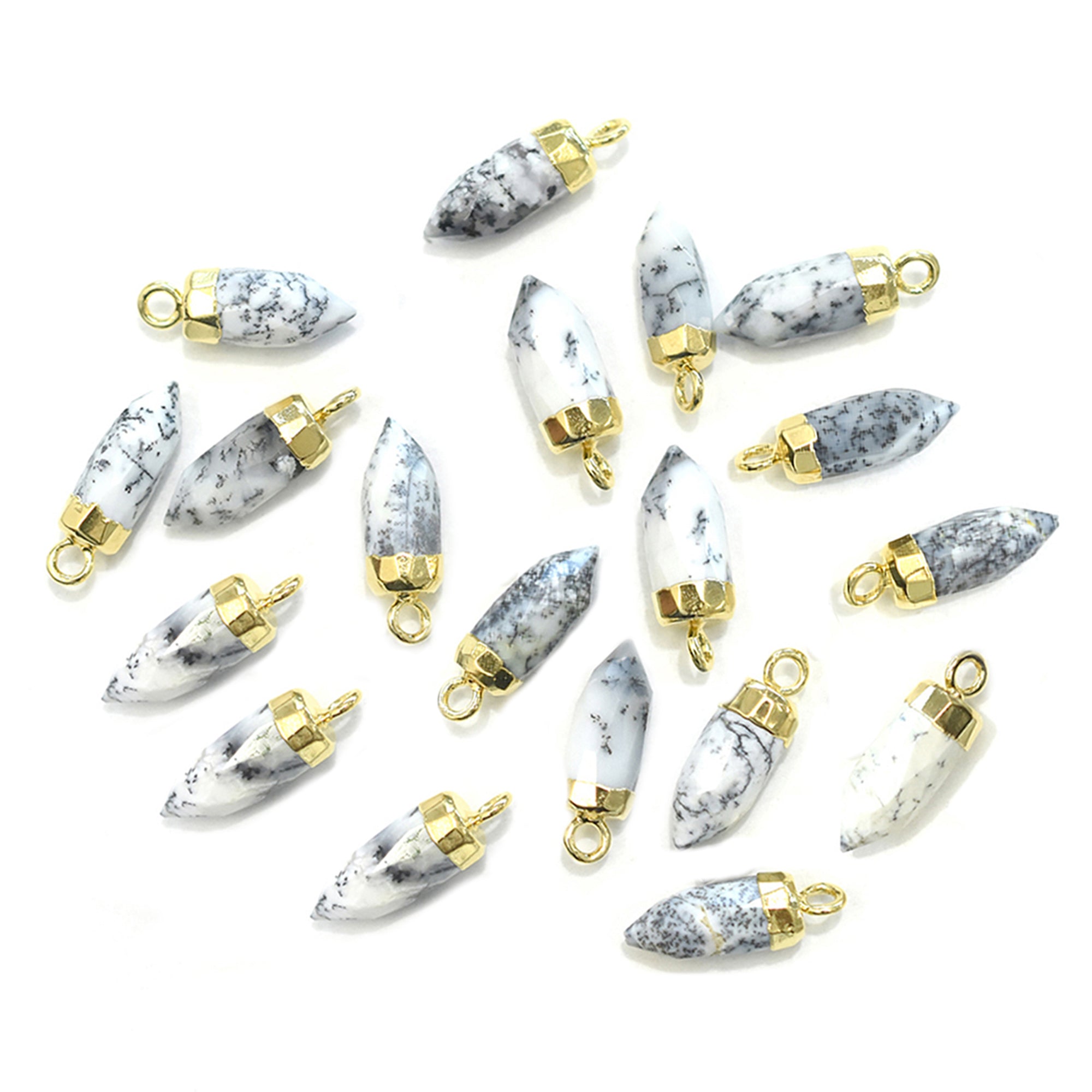 Gold electroplated Dendritic Opal bullet pendant