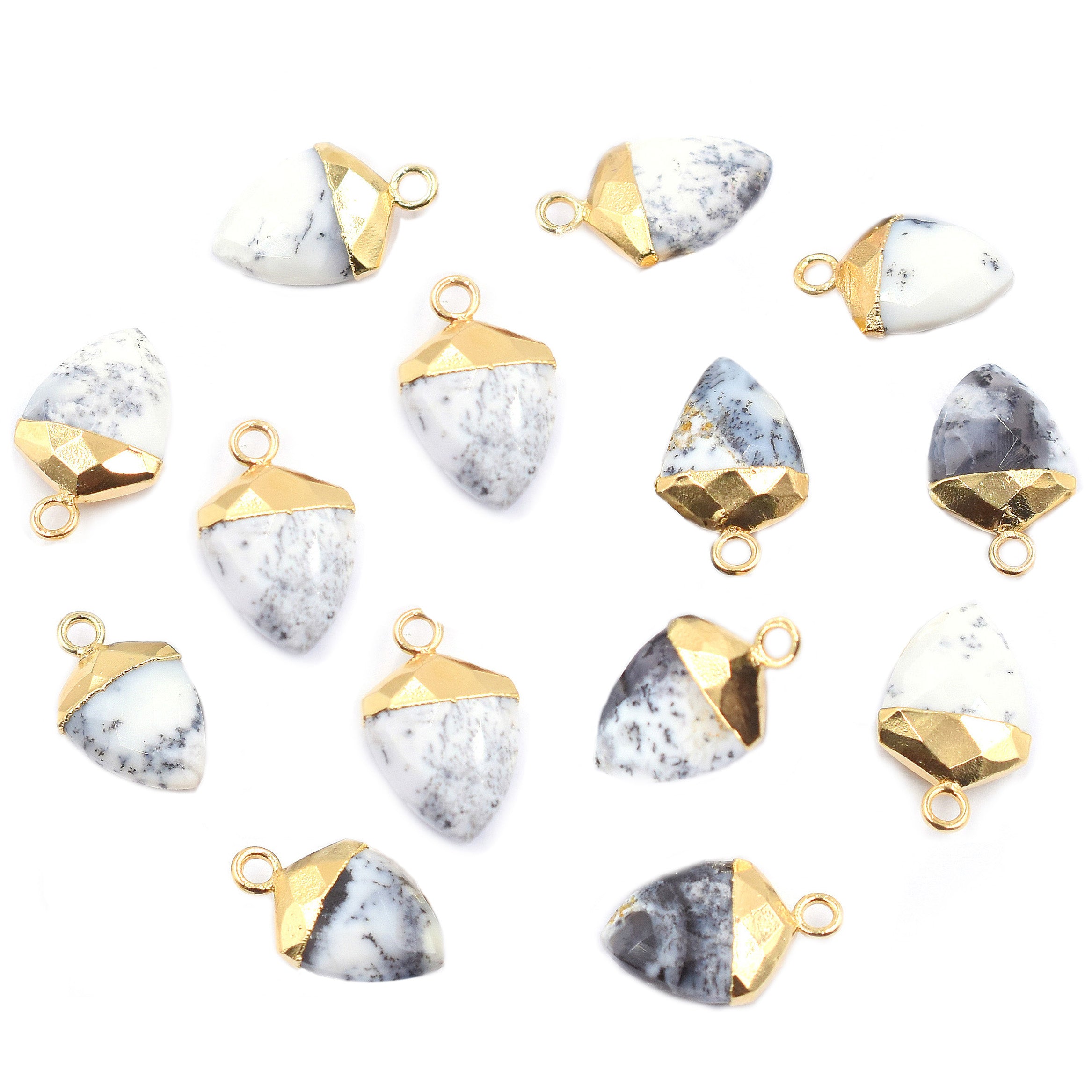 Gold electroplated Dendritic Opal Shield pendant