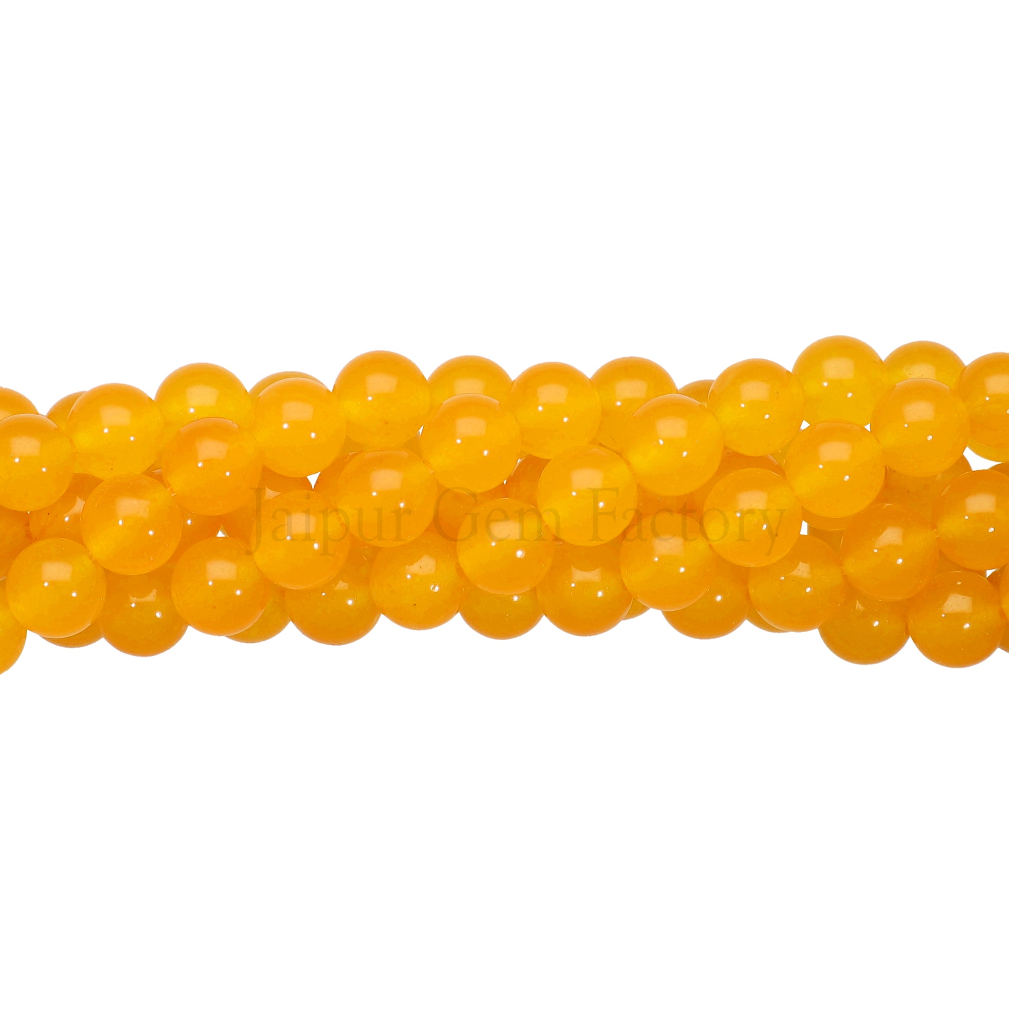 8 MM Dyed Yellow Natural Jade Smooth Round Beads 15 Inches Strand