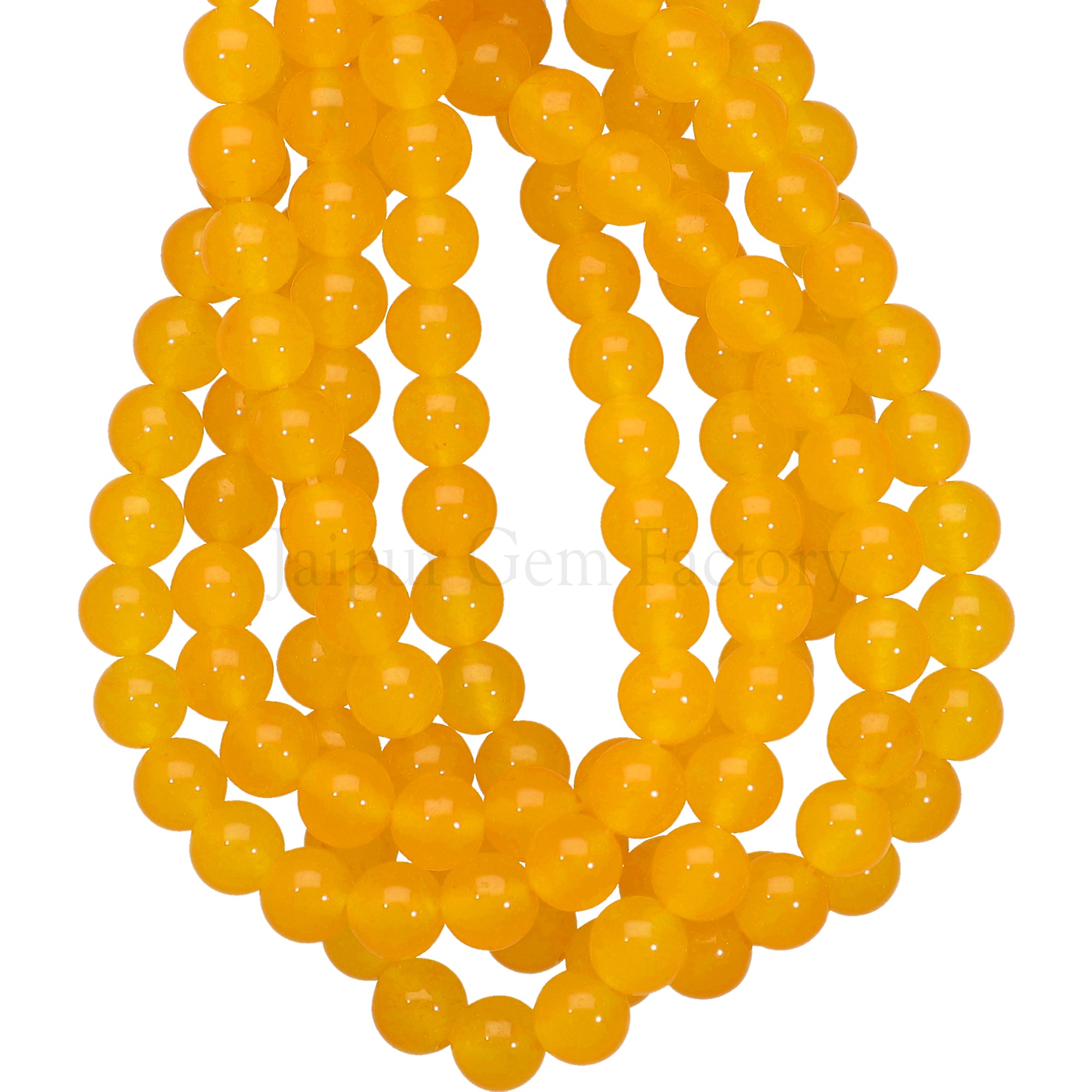 6 MM Dyed Yellow Natural Jade Smooth Round Beads 15 Inches Strand