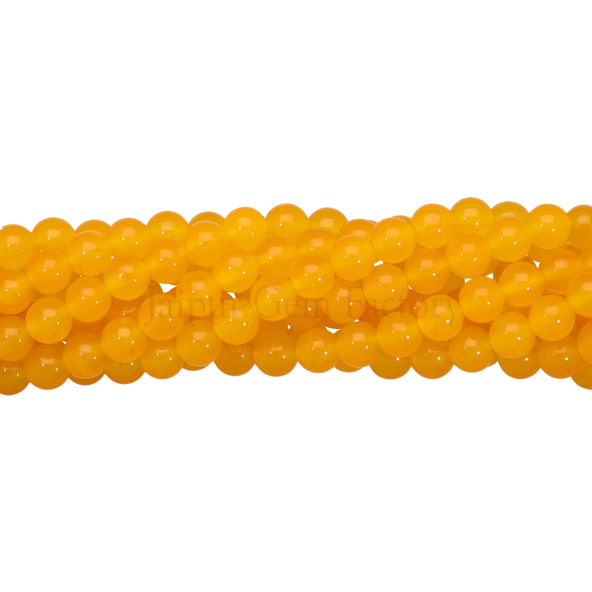 6 MM Dyed Yellow Natural Jade Smooth Round Beads 15 Inches Strand