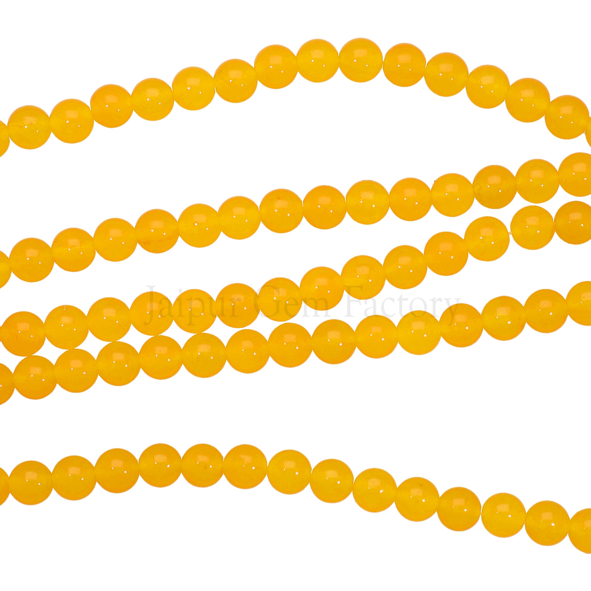 6 MM Dyed Yellow Natural Jade Smooth Round Beads 15 Inches Strand