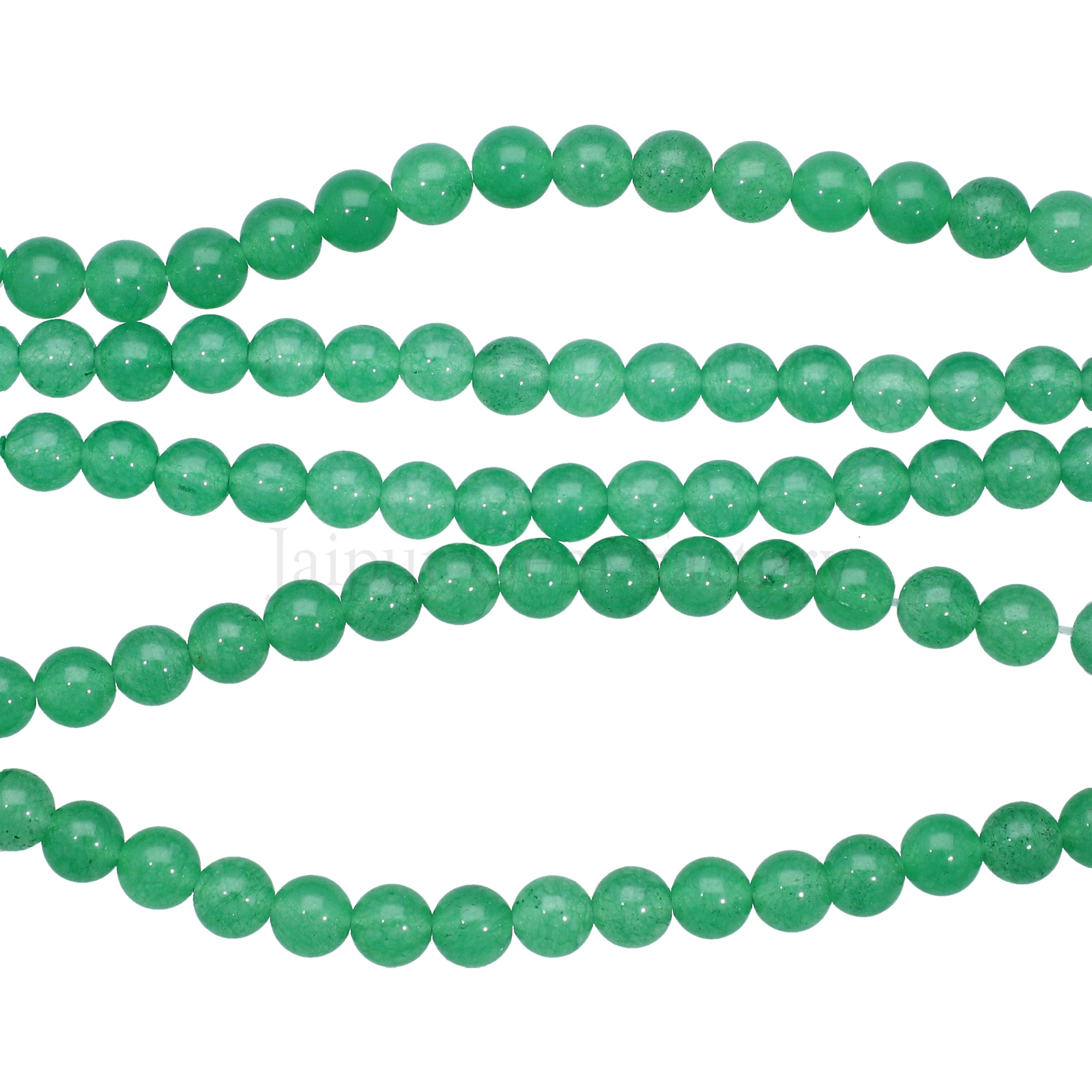 6 MM Emerald Green Jade Smooth Round Beads 15 Inches Strand