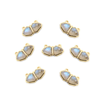 Labradorite fancy-shaped gemstone in silver vermeil bezel