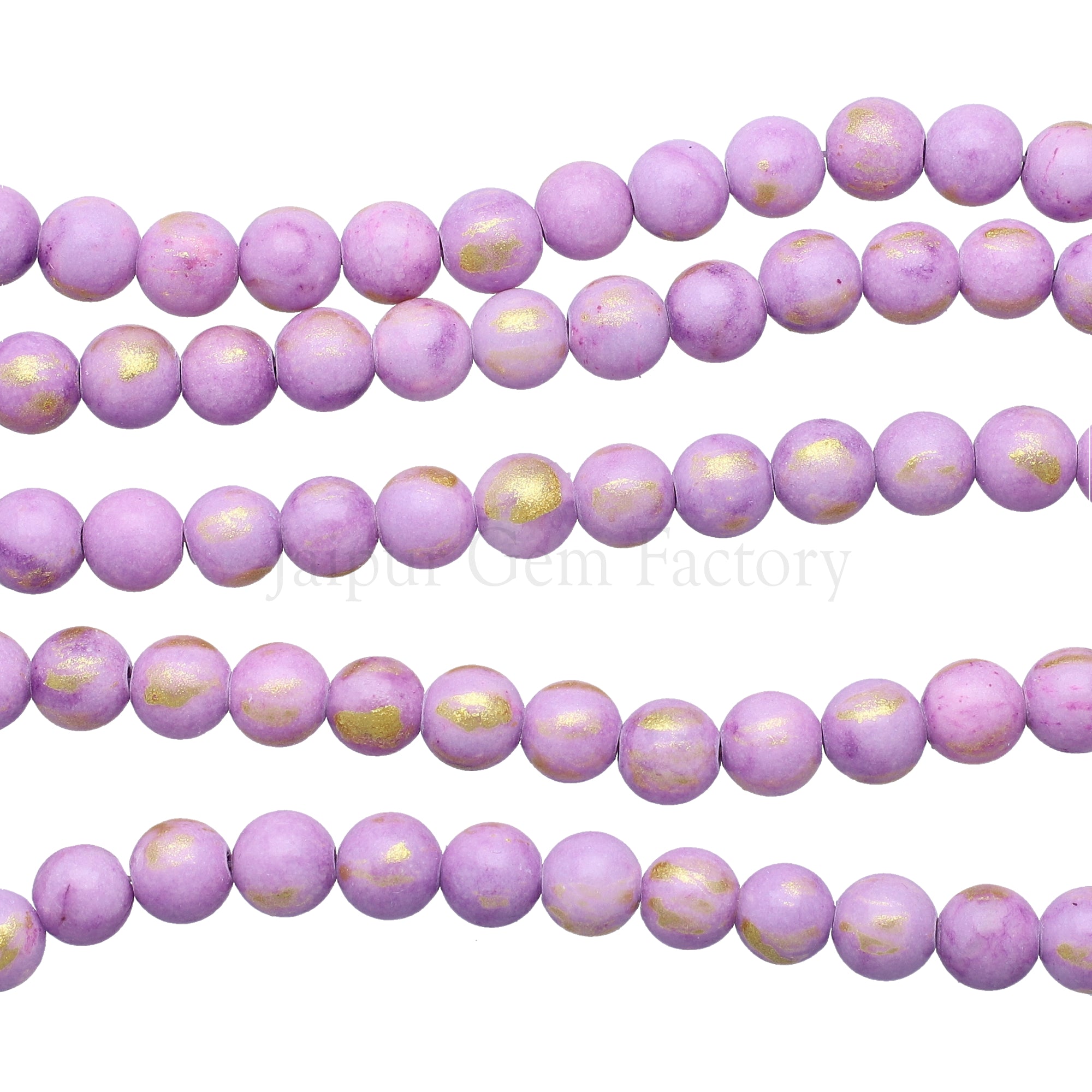 8 MM Gold Leafed Jade Smooth Round Beads 15 Inches Strand