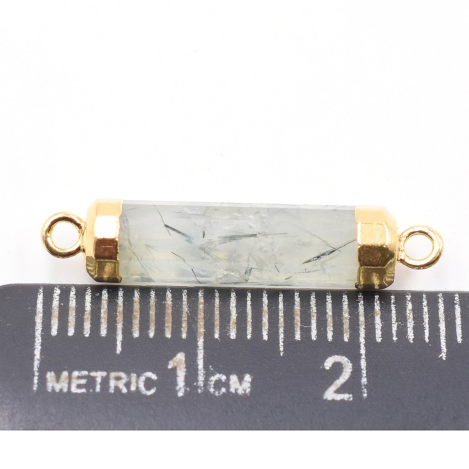 Gold plated prehnite connector beads

