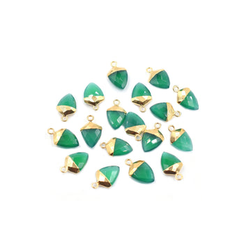 Gold plated Green Onyx Shield pendant