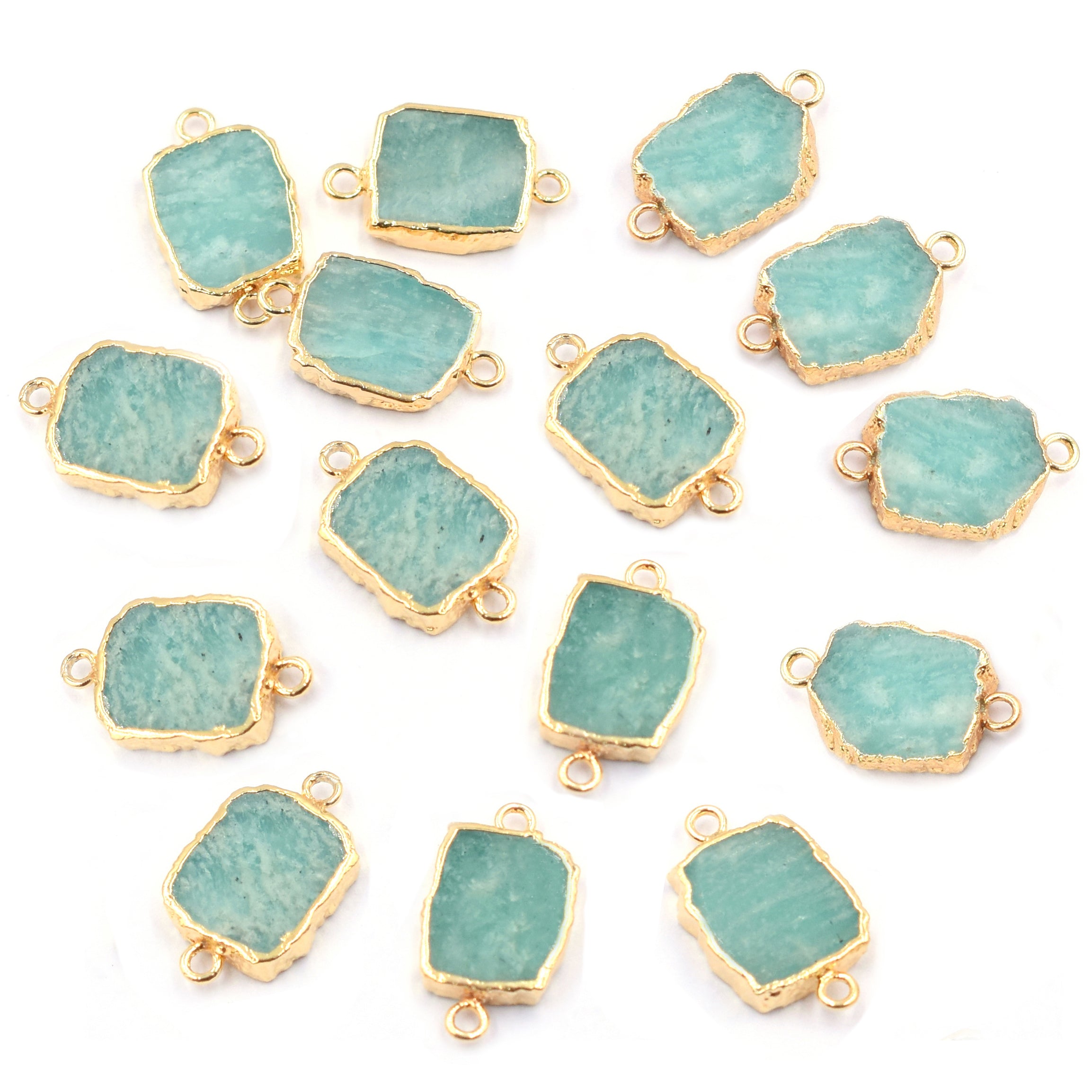 Handcrafted amazonite bezel pendant connector

