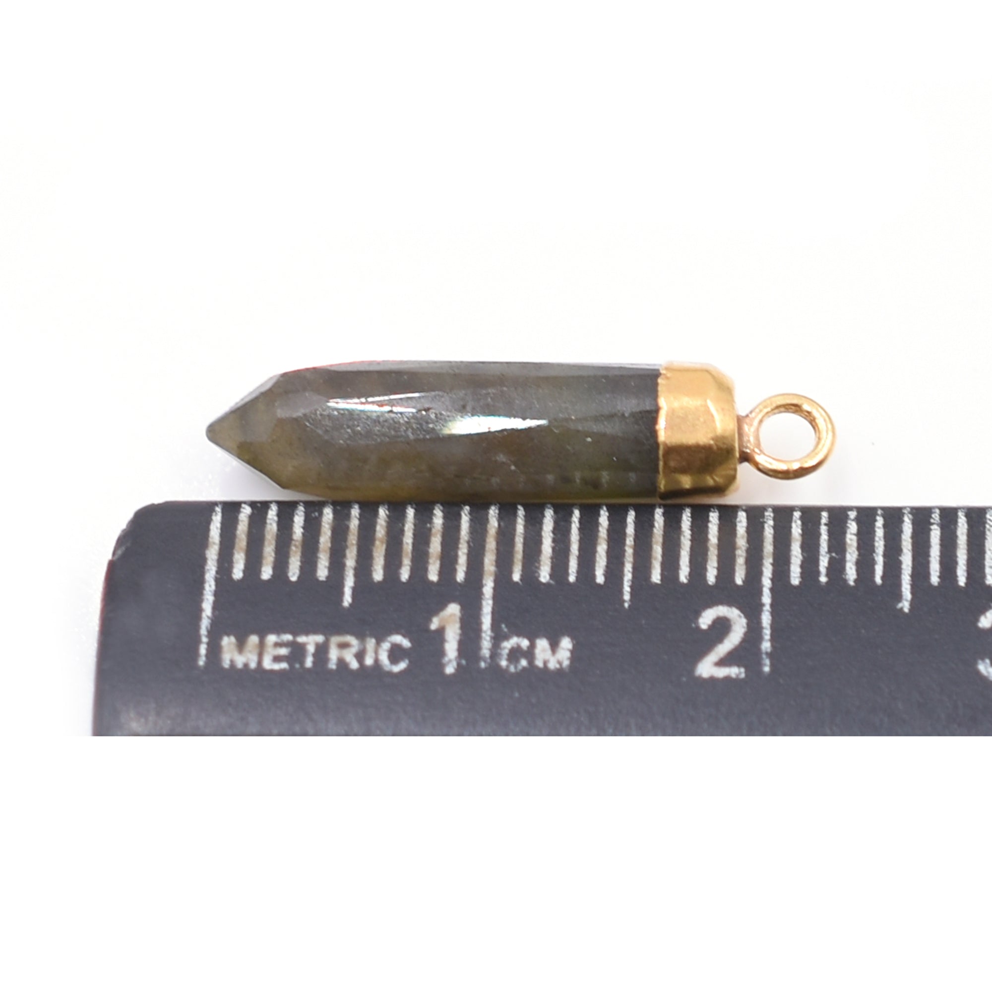Handmade Gold Plated Labradorite Bullet Shape Pendant

