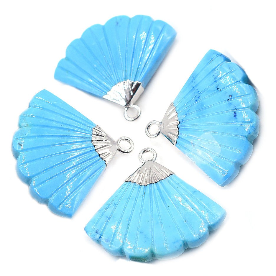 Howlite Feather Shape 19 MM Silver Electroplated Pendant