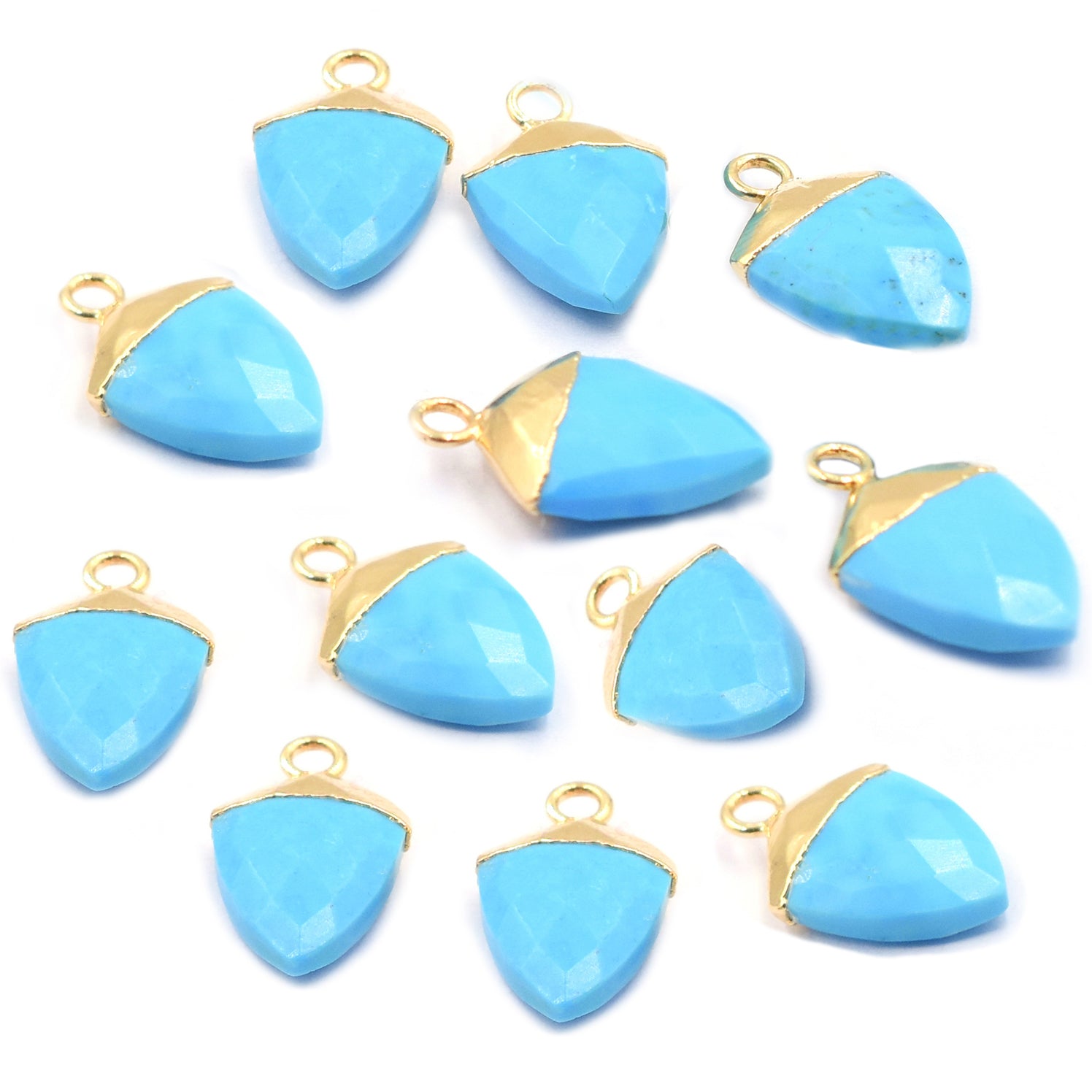 Howlite Shield shaped pendant with gold finish