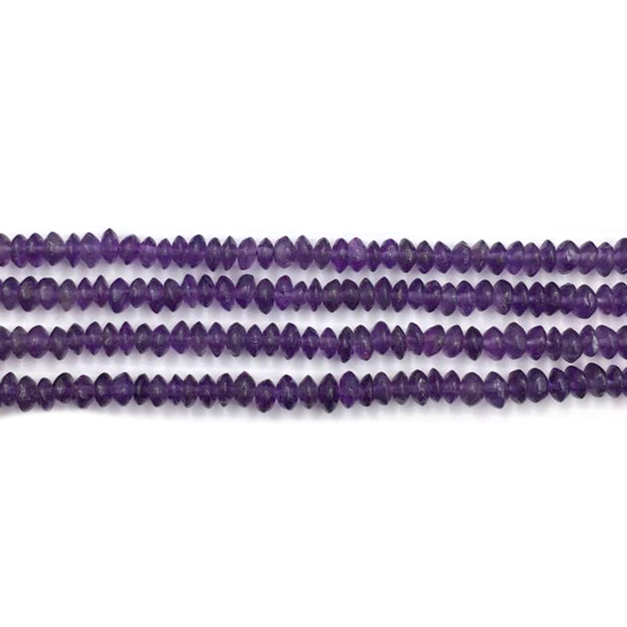 4 MM Dark African Amethyst Faceted Rondelle Shape Beads Lot of 2 Strands