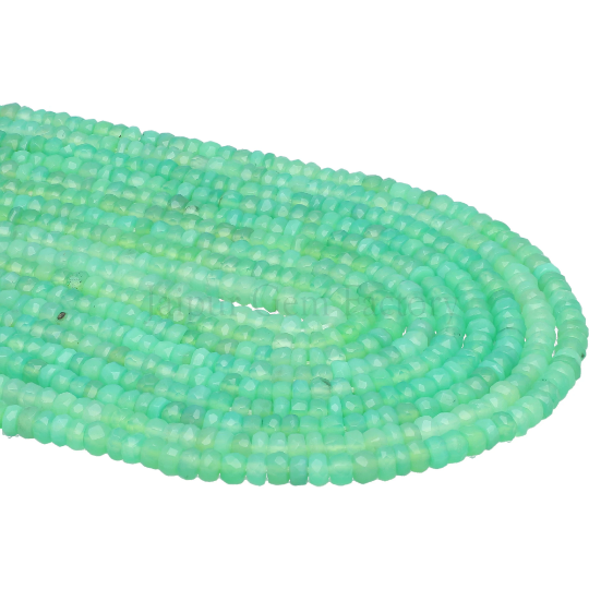Chrysoprase Chalcedony Faceted Button Shape Beads Strand