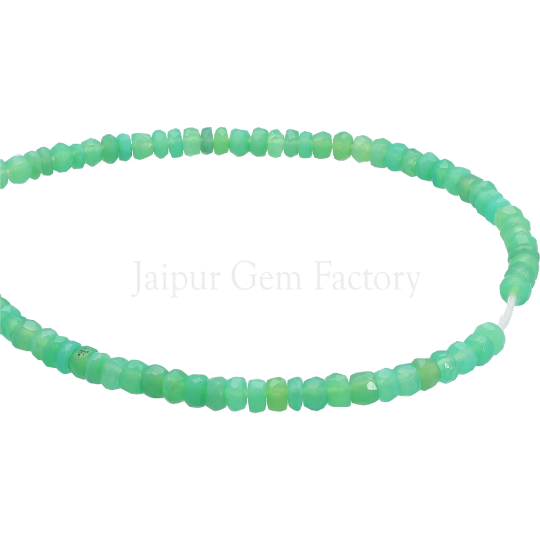 Chrysoprase Chalcedony Faceted Button Shape Beads Strand