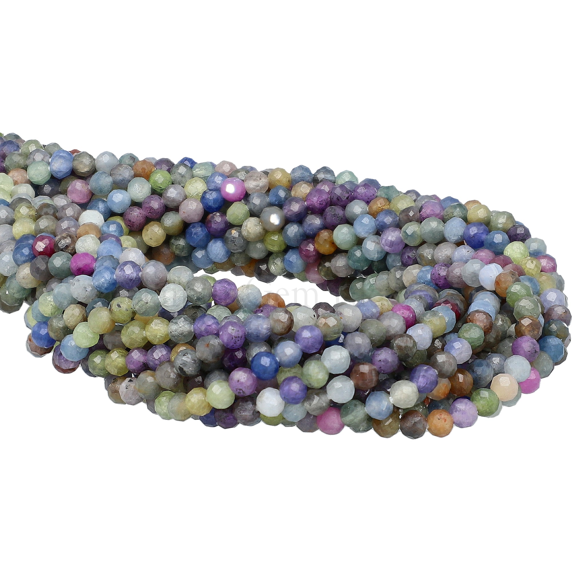 MM Multi Sapphire Faceted Round Beads